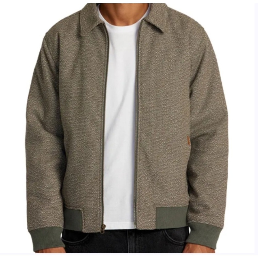 RVCA Pisco Jacket Mens Large Wool Blend Classic Coat Full Zip‎ Dark Olive